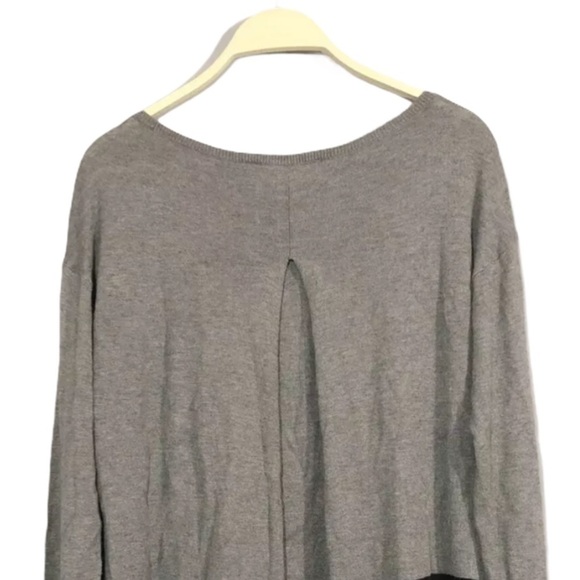 Loft sweater Gray Black Color Block stripe Pleat - Picture 4 of 10